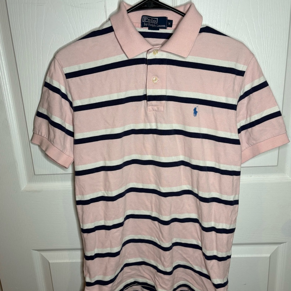 Polo by Ralph Lauren Pink and Navy Striped Men's Shirt